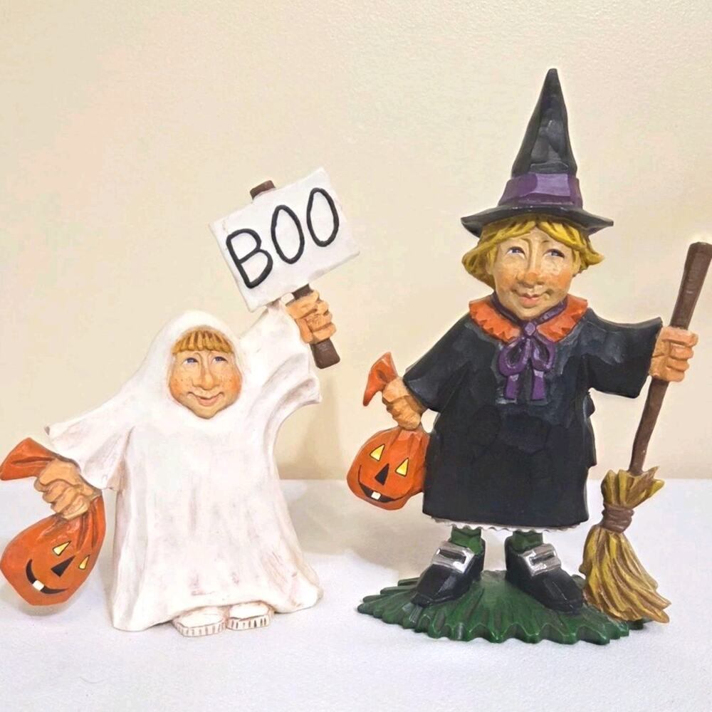 David Frykman Halloween Collection Witch & Ghost Boo Set of 2 READ description